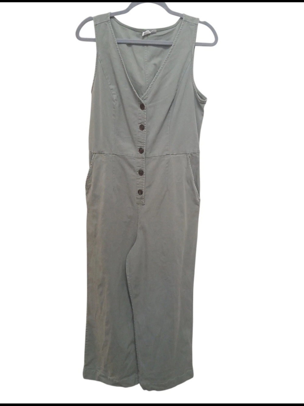 GAP Sleeveless Button-Front Jumpsuit in Sage